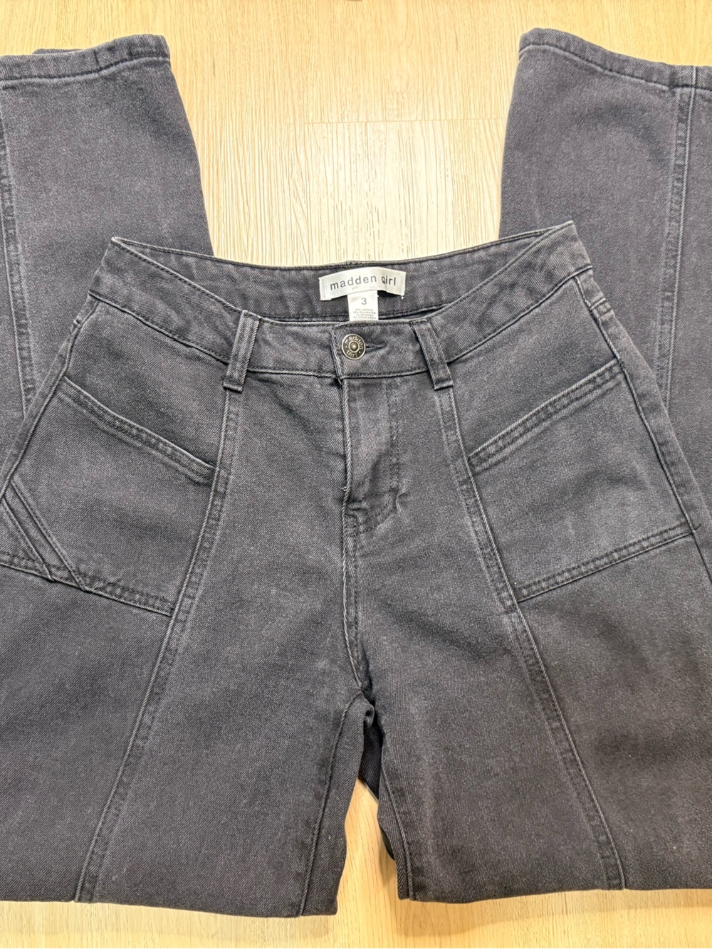 Madden Girl Black Wide-Leg Utility Jeans